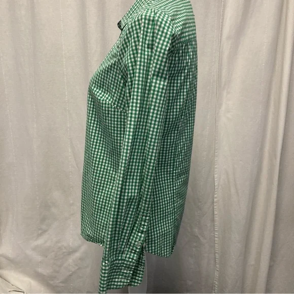 J. Crew Stretch Perfect Green Checkered Fitted Long Sleeve Shirt - Picture 2 of 7